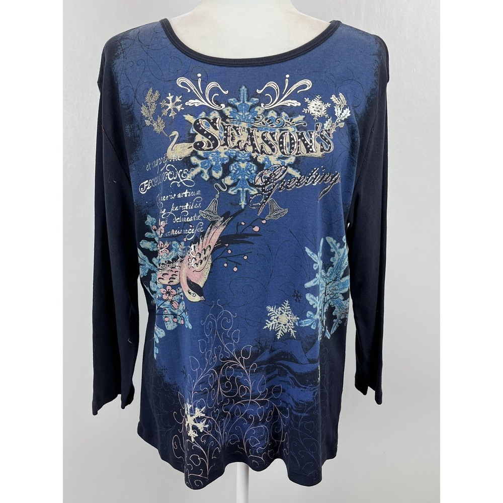 NEW! Vtg Merry & Bright Christmas Shirt Sz XLarge women READ Season's Greetings